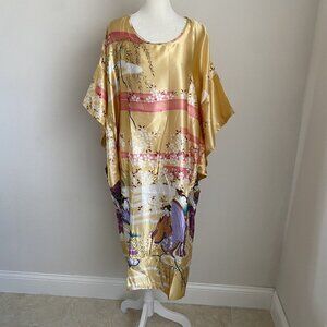 Singapore Silk Dynasty Womens One Size Yellow/Gold Pink Floral Lounge Moomoo